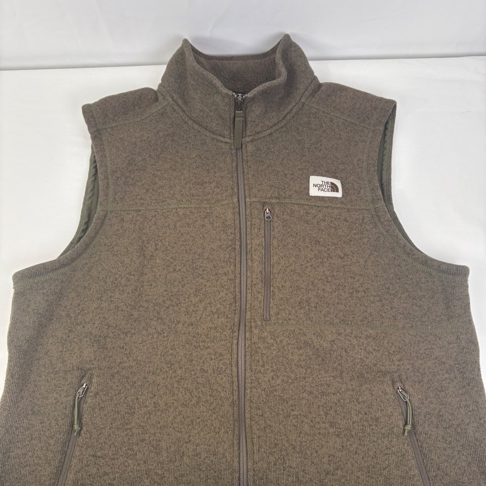 The North Face Men's Gordon Lyons Fleece Vest Olive Green Heather Full Zip XL